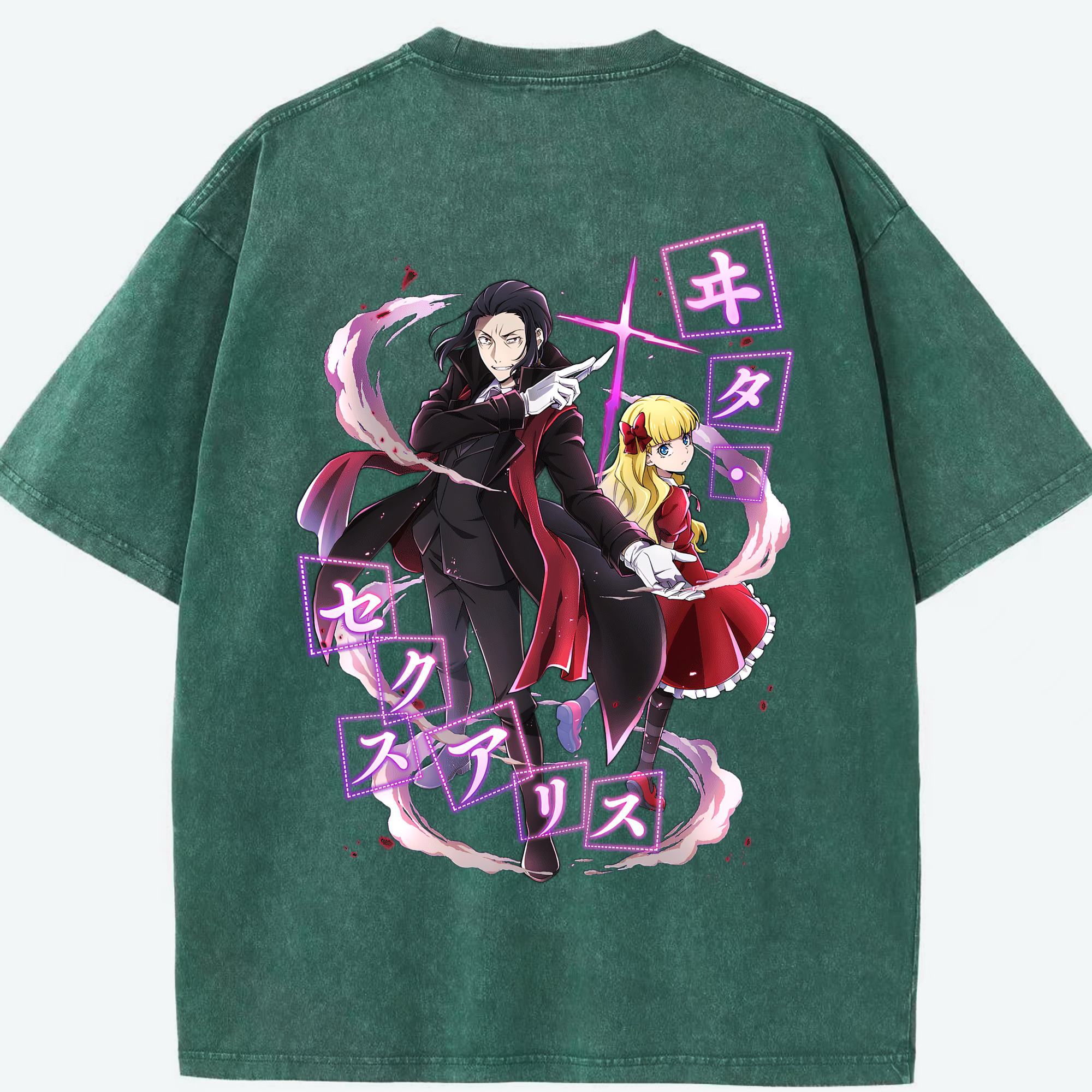 （画像用） 文豪ストレイドッグス Bungo Stray Dogs 綿100% ヴィンテージ風 半袖Tシャツ（背面プリント）